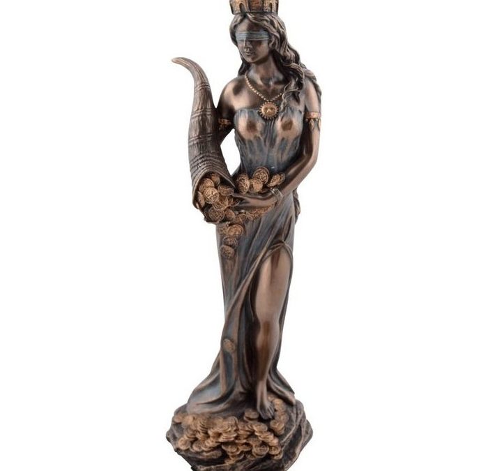 „Glück, komm zu mir!“ – Bronzierte Skulptur der römischen Glücksgöttin Fortuna