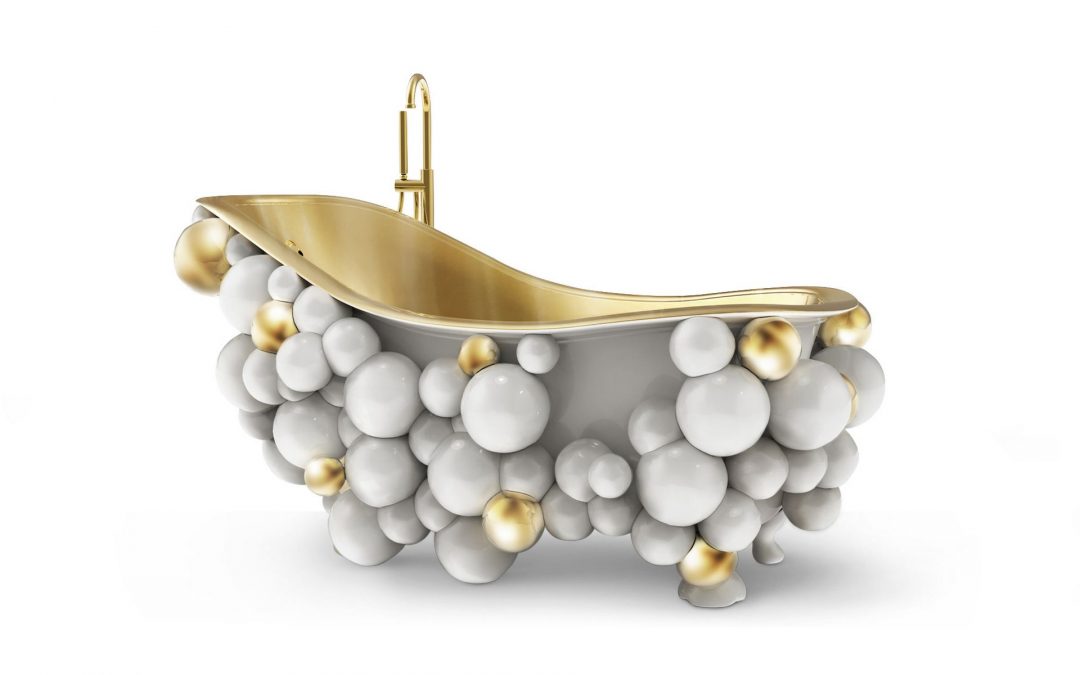 Badewanne “Newton” in Weiß-Gold